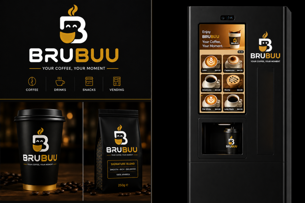 BRUBUU smart beverage vending machine and brand board